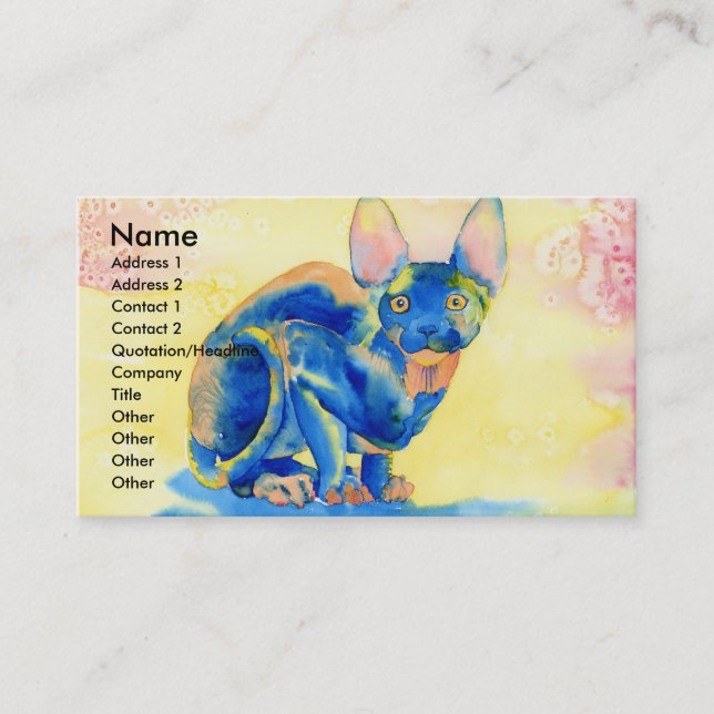 Tarjetas de visita del gato de Sphynx (Anverso)
