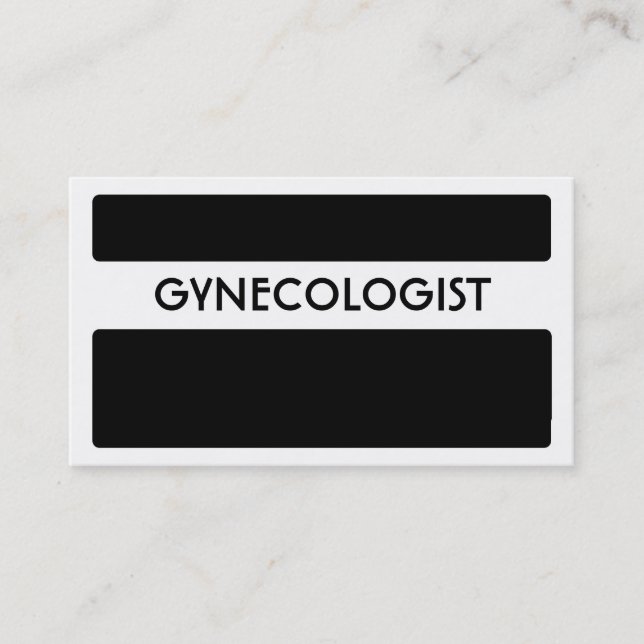 Tarjetas de visita del ginecólogo blanco negro (Anverso)