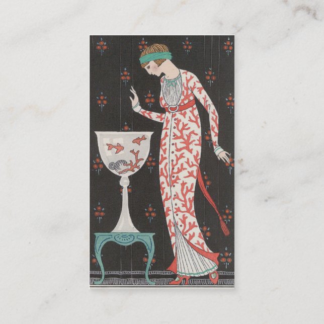 Tarjetas de visita del Goldfish del art déco (Reverso)