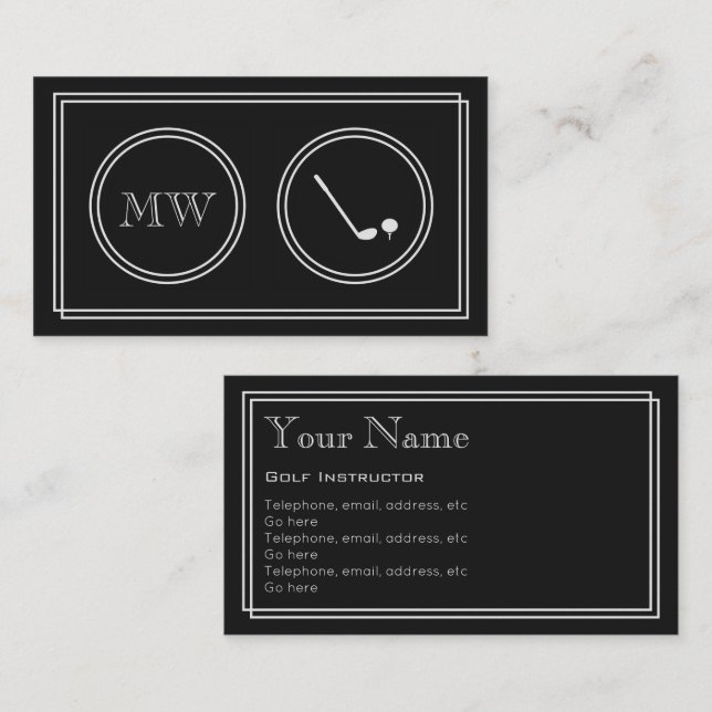 Tarjetas de visita del instructor del golf de la (Anverso / Reverso)