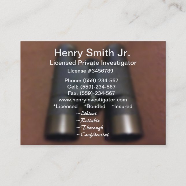 Tarjetas de visita del investigador privado (Anverso)