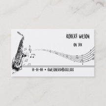 Tarjetas de visita del jugador de saxofón