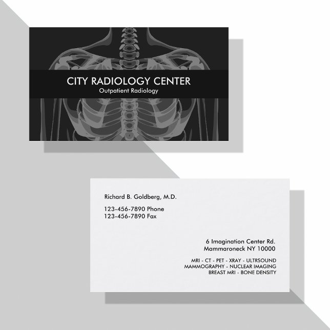 Tarjetas de visita del laboratorio de radiología (Subido por el creador)