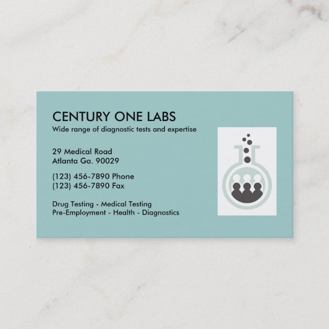 Tarjetas de visita del laboratorio médico (Anverso)