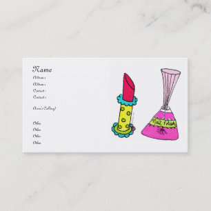 Tarjetas de visita del lápiz labial y del esmalte