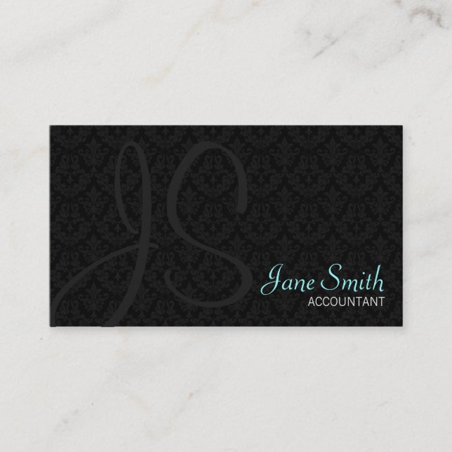 Tarjetas de visita del monograma del damasco (Anverso)