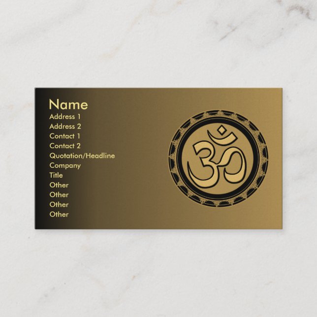 Tarjetas de visita del negro del oro de OM (Anverso)