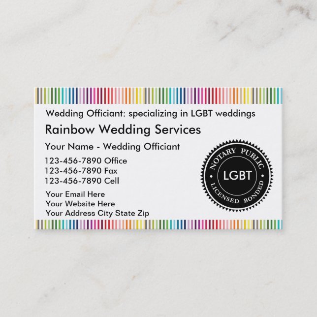 Tarjetas de visita del notario de LGBT (Anverso)