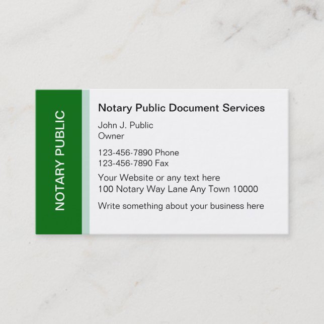 Tarjetas de visita del notario público (Anverso)