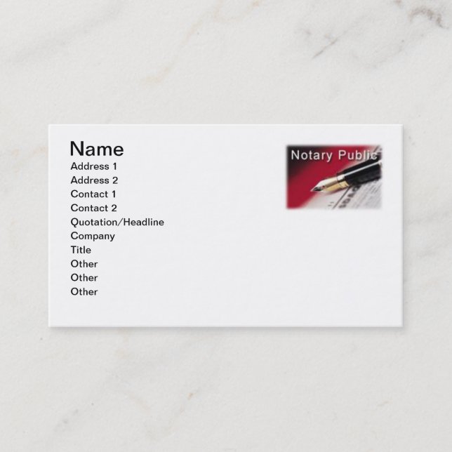 Tarjetas de visita del notario público (Anverso)