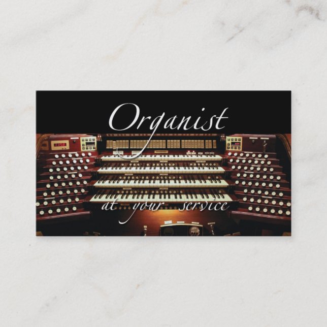 Tarjetas de visita del organista - en su servicio (Anverso)