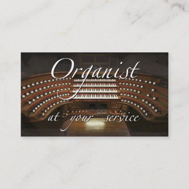 Tarjetas de visita del organista - en su servicio (Anverso)