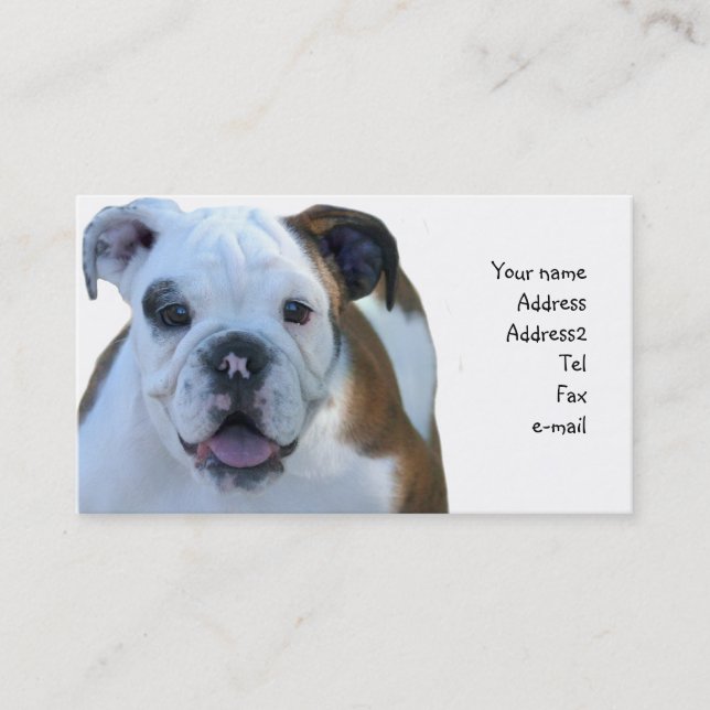 Tarjetas de visita del perrito del bulldog (Anverso)