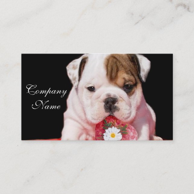 Tarjetas de visita del perrito del bulldog de la (Anverso)