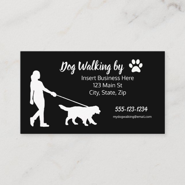 Tarjetas de visita del perro que caminan (Anverso)