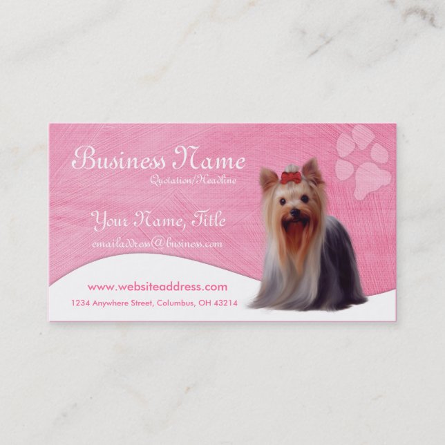 Tarjetas de visita del perro:: Yorkshire Yorkie (Anverso)