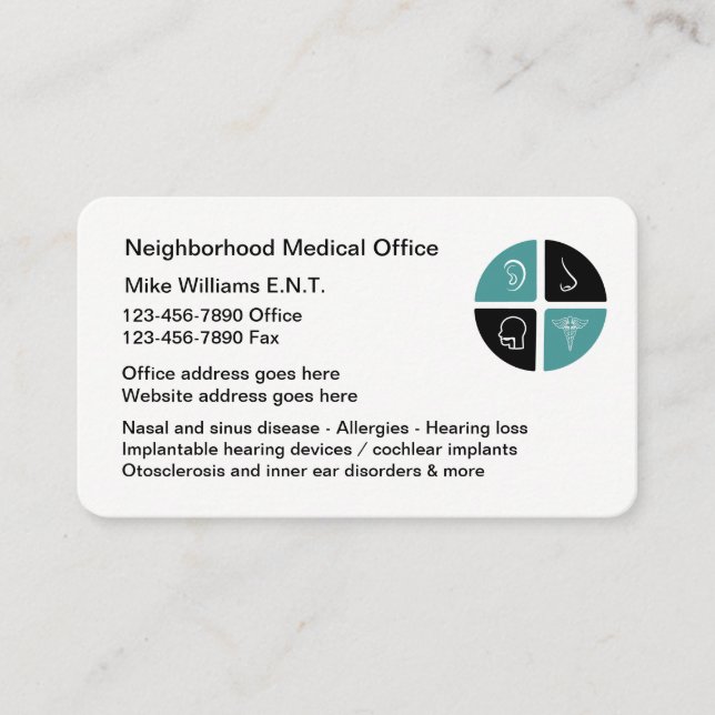 Tarjetas de visita del personal de Otolaringgologi (Anverso)