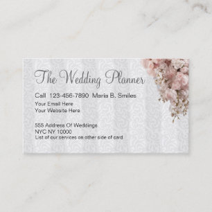 Tarjetas de visita del planificador de la boda