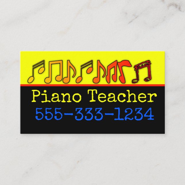 Tarjetas de visita del profesor de piano (Anverso)