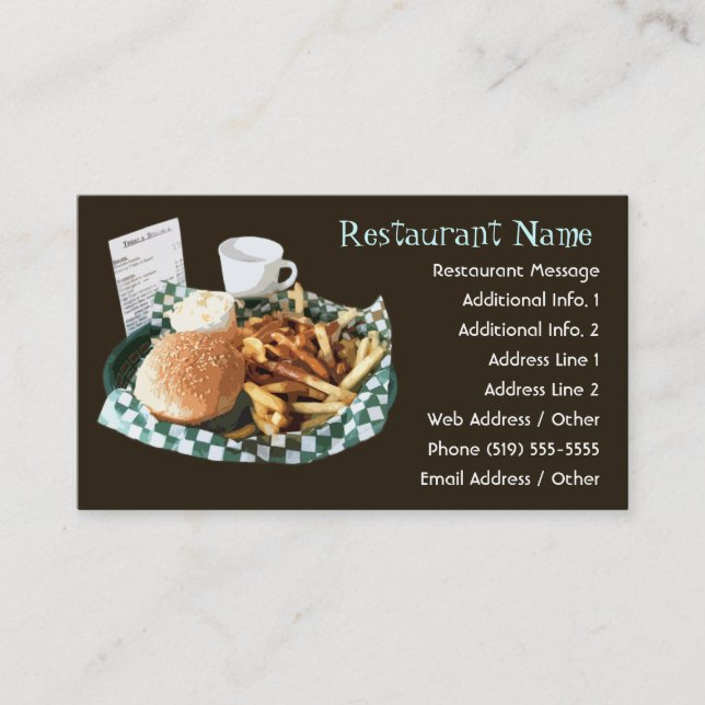 Tarjetas de visita del restaurante/del (Anverso)