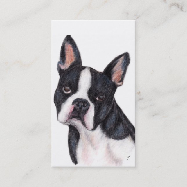 Tarjetas de visita del retrato de Boston Terrier (Anverso)