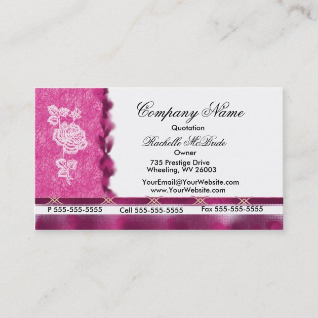 Tarjetas de visita del rosa blanco de las rosas (Anverso)