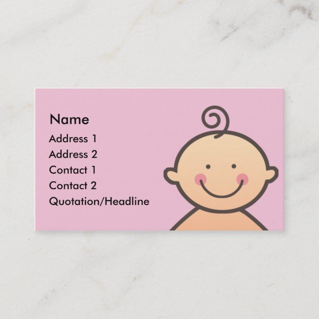 Tarjetas de visita del rosa de la cara del bebé (Anverso)