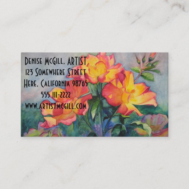 Tarjetas de visita del rosa de té (Anverso)