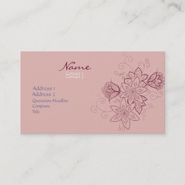 Tarjetas de visita del tatuaje del tulipán (Anverso)