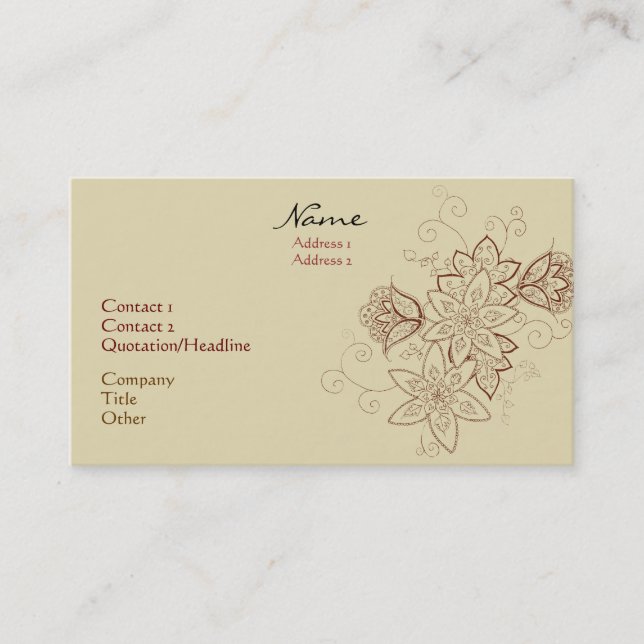 Tarjetas de visita del tatuaje del tulipán (arena) (Anverso)