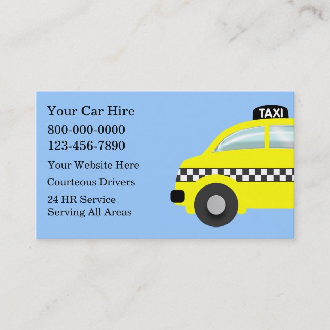Tarjetas de visita del taxi (Anverso)