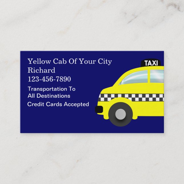 Tarjetas de visita del taxi (Anverso)