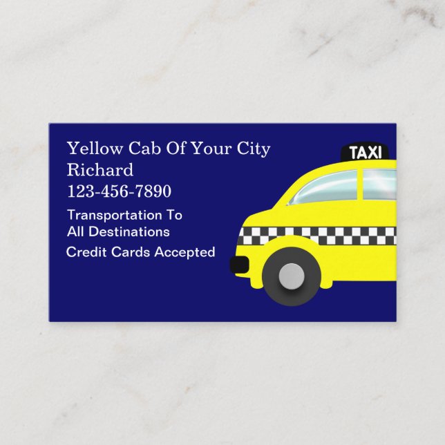 Tarjetas de visita del taxi (Anverso)