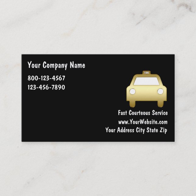 Tarjetas de visita del taxi (Anverso)
