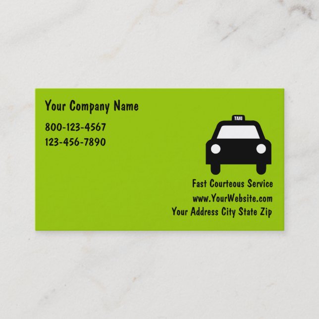 Tarjetas de visita del taxi (Anverso)