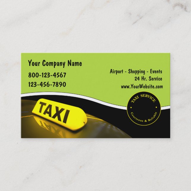 Tarjetas de visita del taxi nuevas (Anverso)