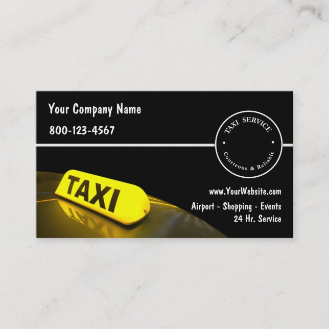 Tarjetas de visita del taxi nuevas (Anverso)