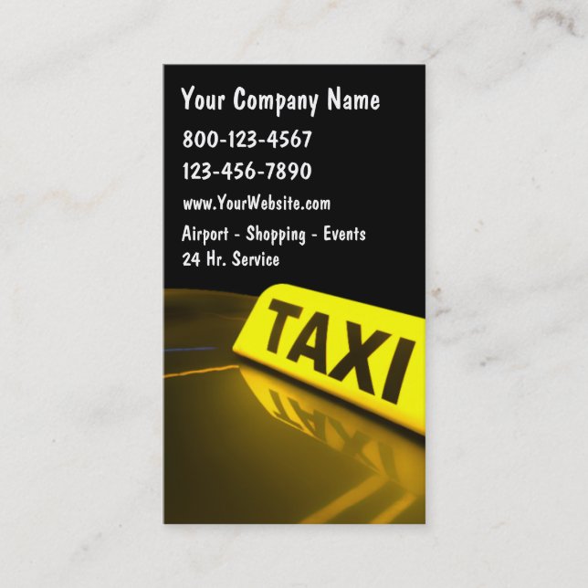 Tarjetas de visita del taxi nuevas (Anverso)
