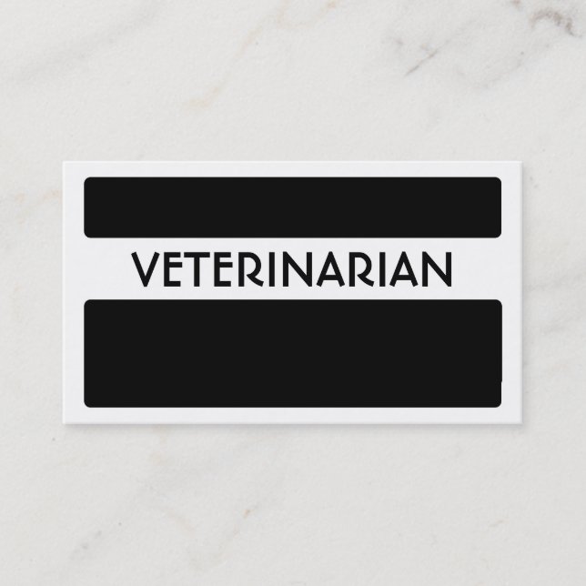 Tarjetas de visita del veterinario blanco negro (Anverso)