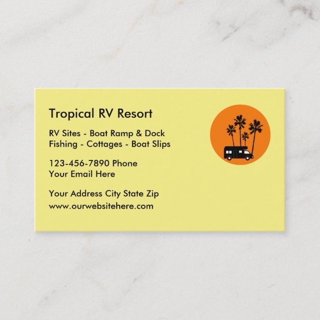 Tarjetas de visita del viaje del centro turístico (Anverso)