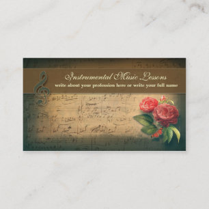 tarjetas de visita del vintage de la música