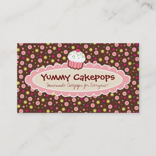 Tarjetas de visita deliciosas de Cakepops (Anverso)
