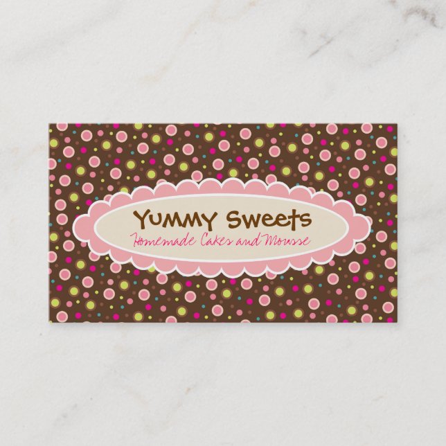 Tarjetas de visita deliciosas de los dulces (Anverso)