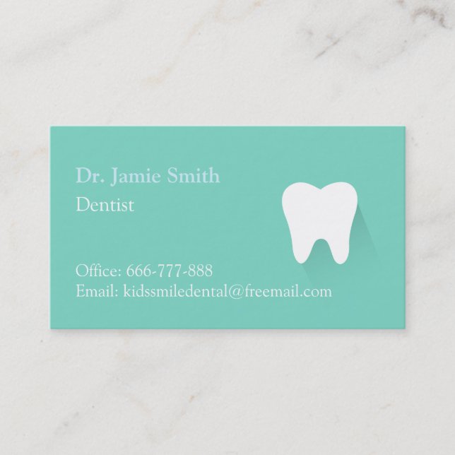 Tarjetas de visita dentales modernas de color verd (Anverso)