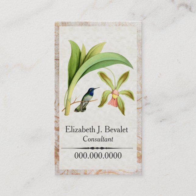 Tarjetas de visita dirigidas violetas del colibrí (Anverso)