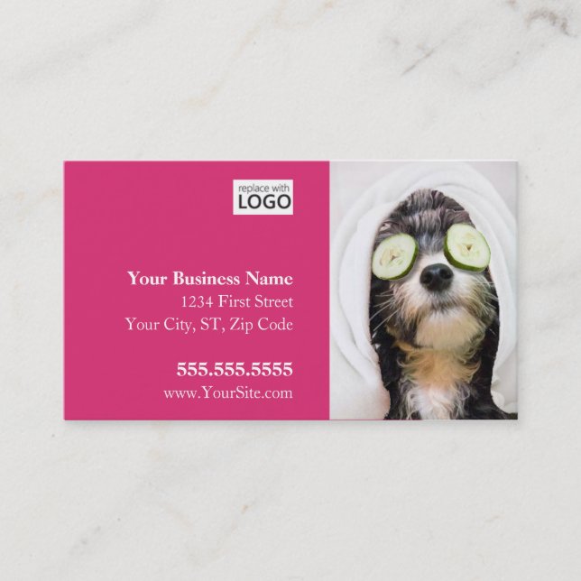 Tarjetas de visita Dog Grooming - Diseño Spa (Anverso)