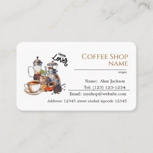 tarjetas de visita editables para la cafetería
