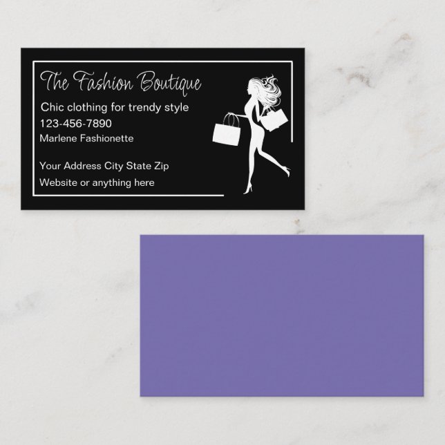 Tarjetas de visita editorial editable Fashion Bout (Anverso / Reverso)
