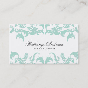 Tarjetas de visita elegantes Blue Damask - Groupon