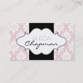 Tarjetas de visita elegantes del damasco rosado